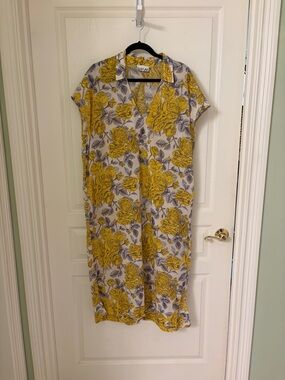Ganni Yellow Floral Collared Maxi Dress
